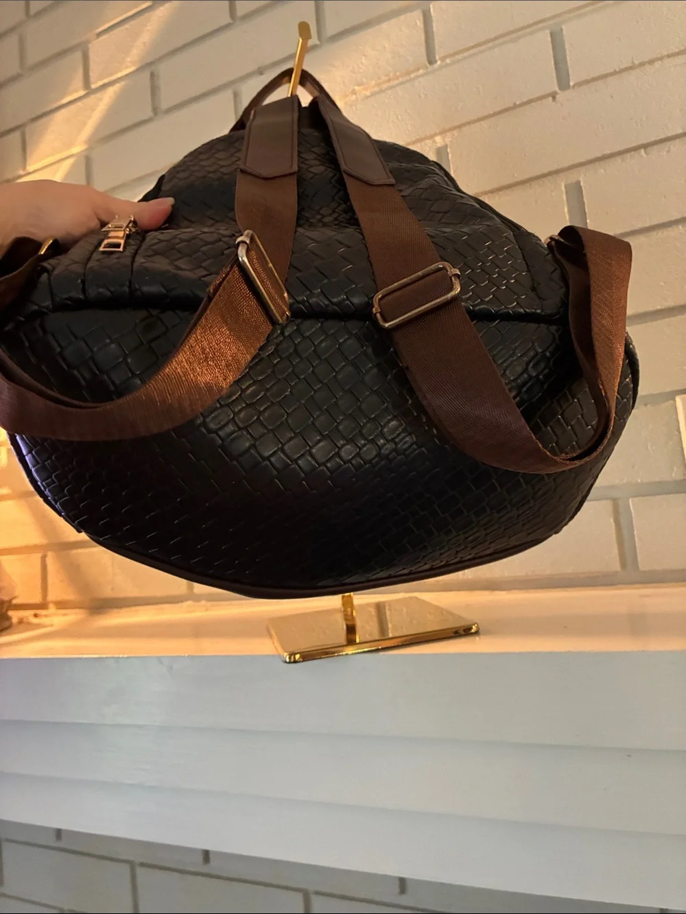 Woven Texture Black Women's Backpack